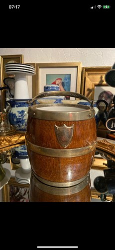 Antique silver plated and oak - and,