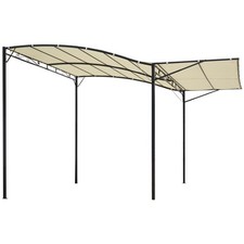Outsunny 3 x 2.5m Patio Metal Gazebo Pergola Wall Mount Outdoor Shelter, Cream