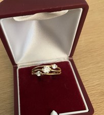 Yellow Gold 3-Stone Cubic Zirconia Ring, 9ct