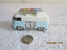 QUARTZ METAL VW SURFER VAN PAPERWEIGHT CLOCK WORKING ORDER see des