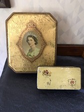 Macfarlane Lang & Co - 2 Vintage Biscuit Tins 1914 & 1953 Queen Elizabeth/Sample