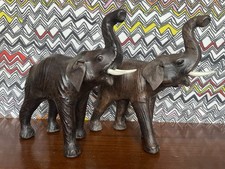 Pair of Elephants - Papered Mache with Genuine Leather Handmade