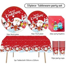 Christmas Plates Dinner Set Party Tableware set  Xmas plates napkins tablecloth