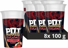 Pot Noodle Fusions Chilli Chicken Instant Snack vegan quick to make noodles 8x 