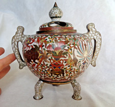 EXCEPTIONAL CHINESE QING BRONZE & CLOISONNE ENAMEL CENSER – SEAL MARK