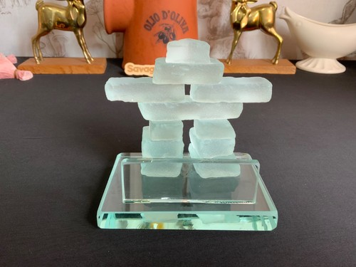 Frosted glass inukshuk - frosted,