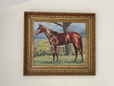 Glover, Ornate Gilt Framed Oil On Canvas Board Painting Study Of Chestnut Horse