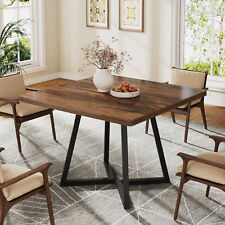 Tribesigns Square Dining Table for 4, Industrial Dinner Table with Metal Base
