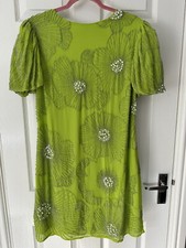 Coast Lily Beaded Sequin Embellished Puff Sleeve Dress Size 14 