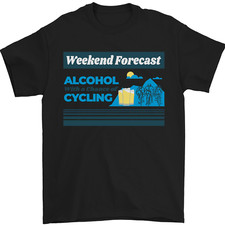 Cycling Weekend Forecast Funny Beer Alcohol Mens T-Shirt 100% Cotton