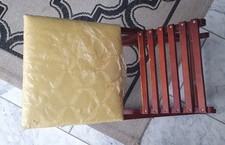 Vintage Cushioned Folding Rocking Footstool Foot Rest With Floral Design Wooden