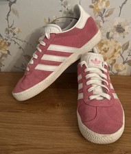Adidas Gazelle Raspberry Pink Suede & White Leather Trainers. Woman’s Size 4.5. 