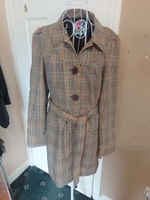 Ladies ROXY French Design Coat,  Lined, Check Pattern, Button.PIT TO PIT 19".