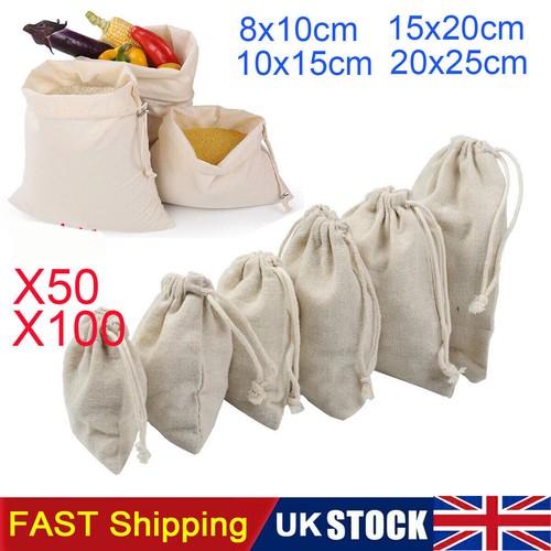 100x cotton drawstring bags - 10-100x,