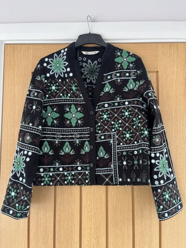 Zara green black collarless - zara,