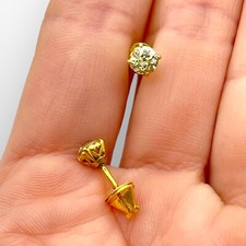 Diamond Stud Earrings 18ct Yellow Gold Antique Old Cut Used New Box