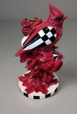 MacKenzie Childs Courtly Check Cardinal Candle Holder - 9.5” Tall New