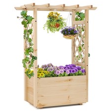 COSTWAY 78cm Raised Garden Bed Wooden Elevated Planter Box-Natural