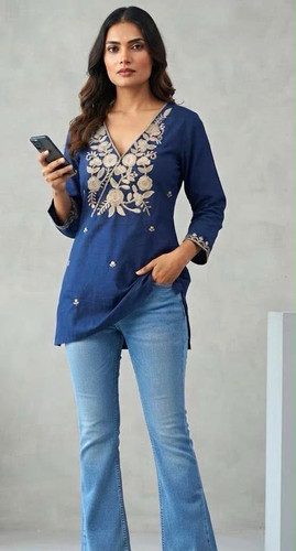 Women embroidered neck - women’s, v-neck