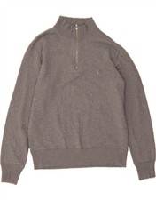 MUSTO Mens Zip Neck Sweatshirt Jumper Large Grey Cotton CJ06