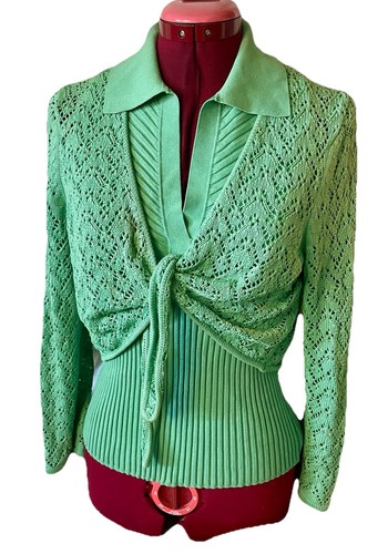 Green silk sweater set - green,