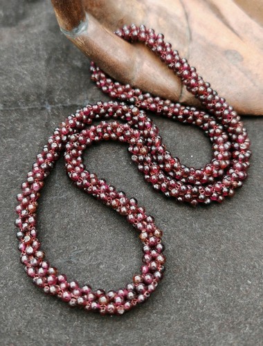 Garnet red gemstone woven art - gemstone,