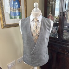 Gieves and Hawkes Men's Grey 100% Wool Check Double Breasted Waistcoat -22.5 P2P