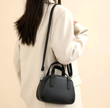 Real Soft 100% Leather Mini Dome Bag Small Satchel Crossbody Handbag Long Strap