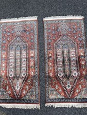 Pair of Small Handmade Silk Rugs 60x122cm – Soft, Luxury Oriental Carpets