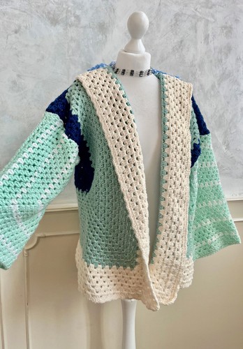 Hand knitted turquoise blue - knitted,
