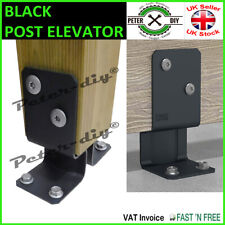 BLACK POST ELEVATOR Bolt Down BASE PERGOLA Foot Heavy Duty 70x70x142mm PSK