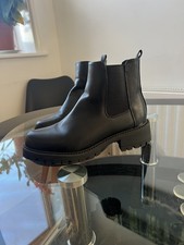 Peacocks Ladies Black Chelsea Ankle Boots UK 6 EU 39 Faux Leather Flat Pull On