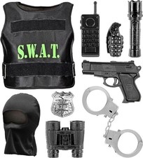 Kids SWAT Police Officer Costume Tactical Toys Fancy Dress Army Outfit Accessory
