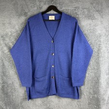SPIRIT OF THE ANDES Blue 100% Alpaca Cardigan Womens Large Button Up Pockets
