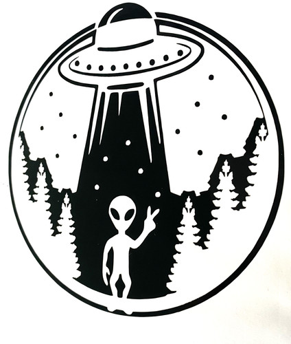 Alien ufo decal vinyl - 1x,