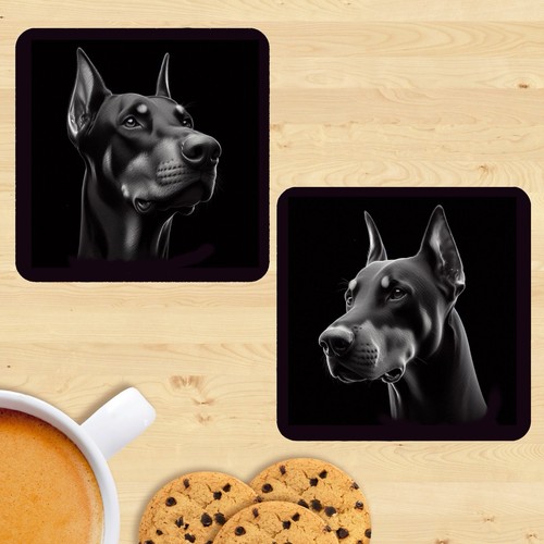 Doberman dog coasters set - dog, of