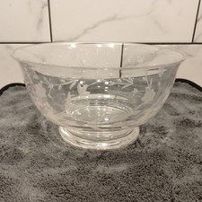 Flower-Etched Glass Bowl