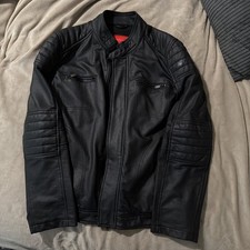 Zara Leather Jacket, Motorcycle Style Men’s XXL. Zipper Sleeves, Black. 