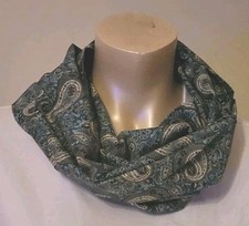 LIBERTY'TANA' COTTON LAWN 'LEE MANOR' PALE TEAL DOUBLE LOOP SCARF NEW HANDMADE