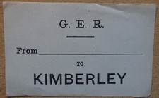 Great Eastern Railway Luggage Label - Kimberley (Norfolk) - Closed 1969