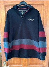 Men’s Guinness Rugby Style Fleece Jumper Size M Black, Red And Grey Striped