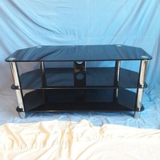 Glass media stand black - tv,