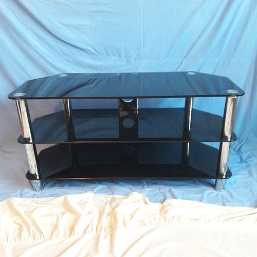 Glass media stand - media, black