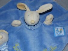 Moulin Roty bunny comforter soft toy  blue blankie Lise et Lulu Lapin rabbit 