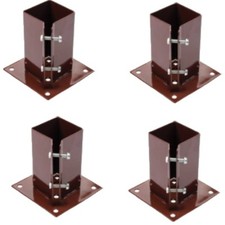 QUANTITY OF 4 - POST SUPPORT BOLT DOWN 4" x 4" (100mm x 100mm)