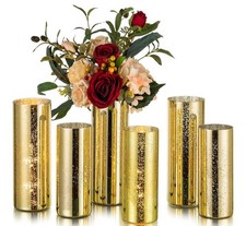 6 Gold Cylinder Vases for