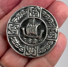 Vintage HM 1941 Henderson & Horner Scottish sterling silver Celtic brooch pin