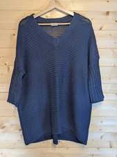Noisy May Oversized Navy Blue Open Knit V-Neck Jumper / Sweater Size M