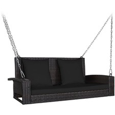 Black 2-Seater Outdoor Rattan