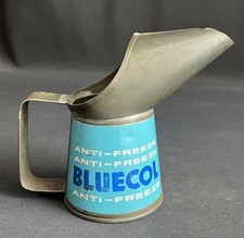 BLUECOL ANTIFREEZE VINTAGE SMITHS HALF PINT COOLANT POURER OIL JUG GARAGE CAN
